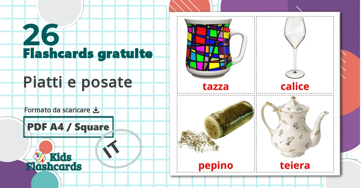 26 flashcards di Piatti e posate