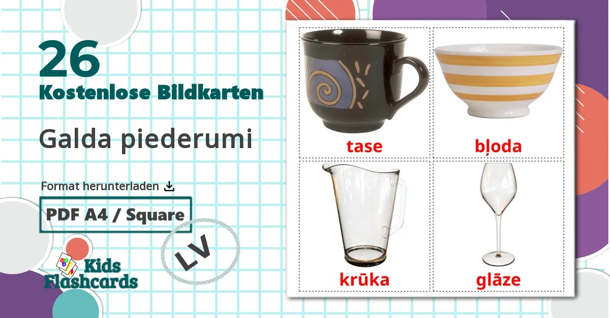 26 Bildkarten für Galda piederumi