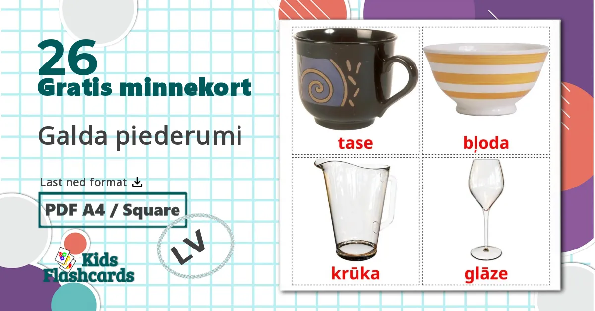 26 Galda piederumi bildekort