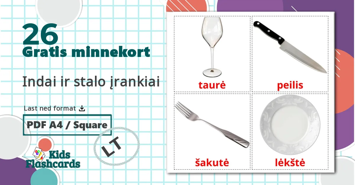 26 Indai ir stalo įrankiai bildekort