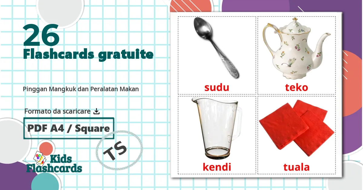 26 flashcards di Pinggan Mangkuk dan Peralatan Makan