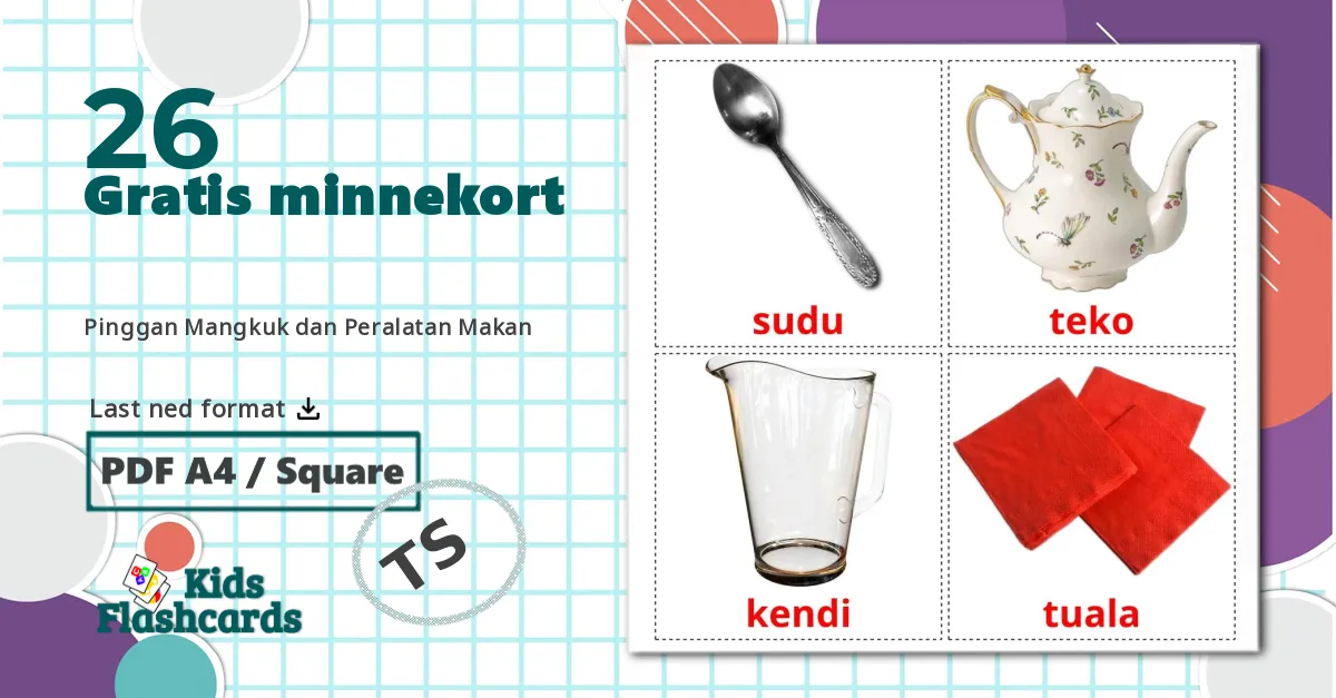 26 Pinggan Mangkuk dan Peralatan Makan lasten kuvakortit