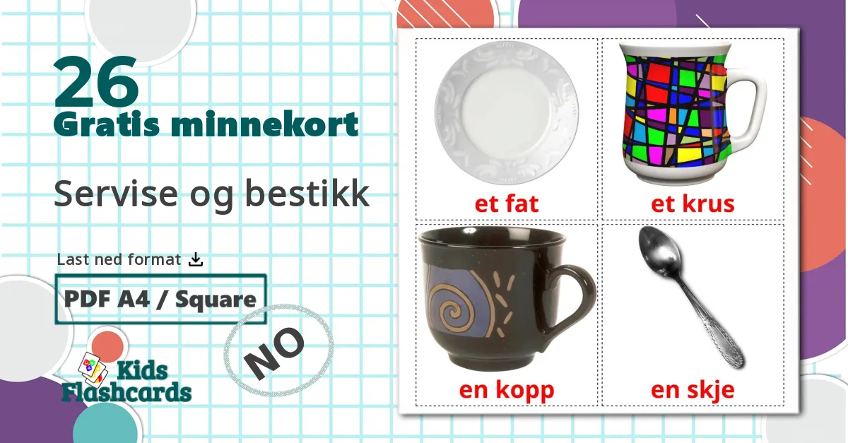 26 Servise og bestikk bildekort