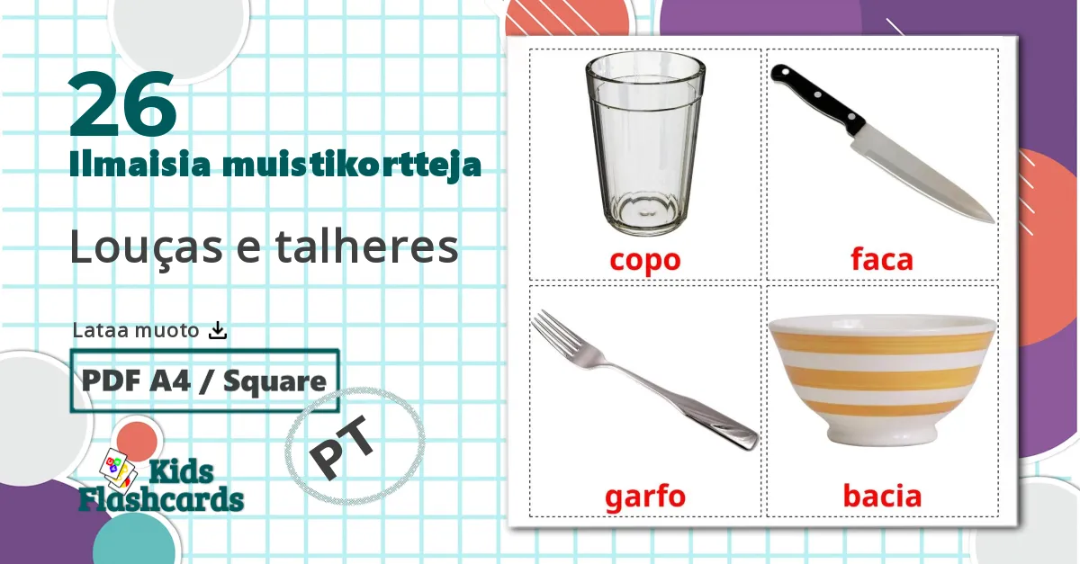 26 Louças e talheres lasten kuvakortit