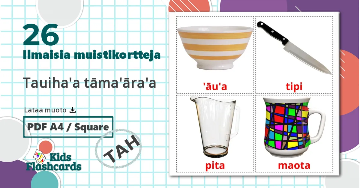 26 Tauiha'a tāma'āra'a lasten kuvakortit
