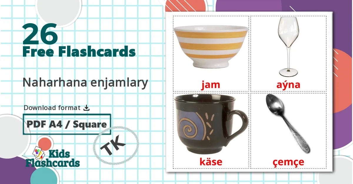 26 Crockery and cutlery flashcards