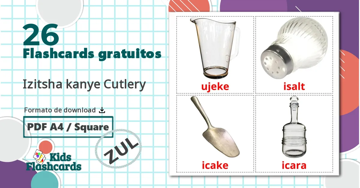 26 Flashcards de Louças e talheres