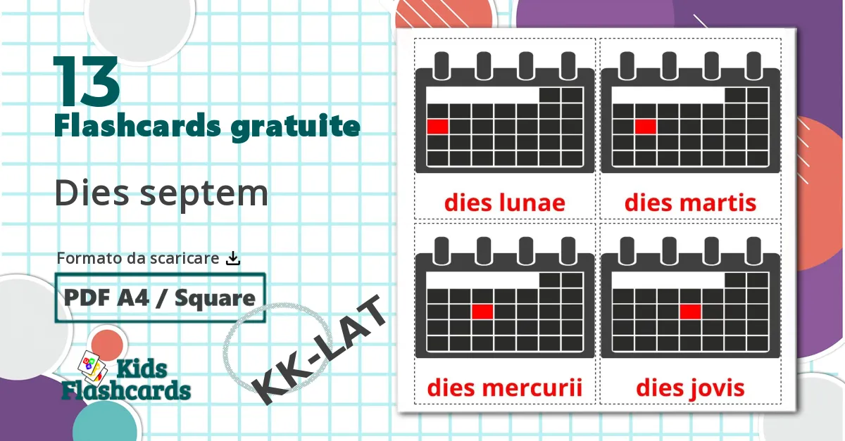 13 flashcards di Giorni della settimana