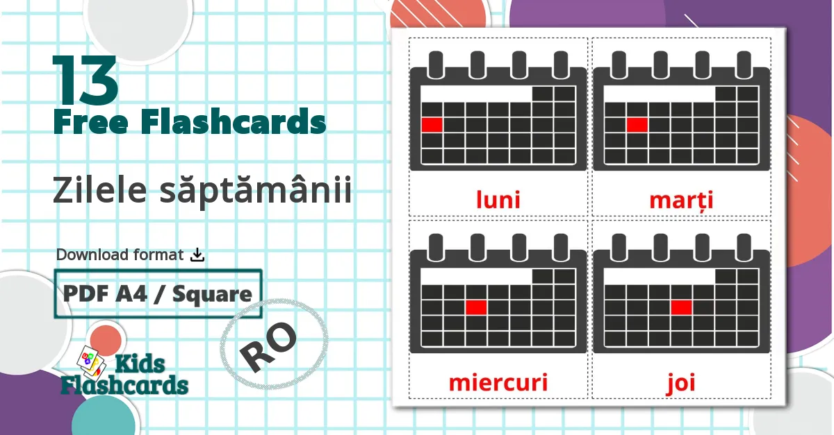 13 Zilele săptămânii flashcards