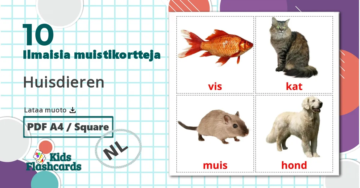 10 Huisdieren lasten kuvakortit