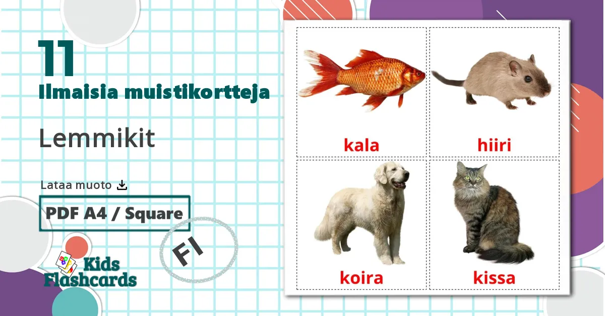 11 Lemmikit lasten kuvakortit