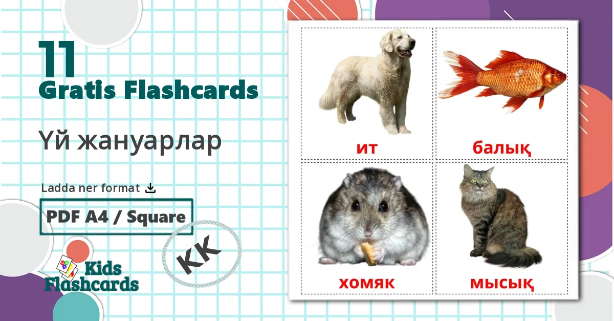 11 Үй жануарлар bildkort för barn