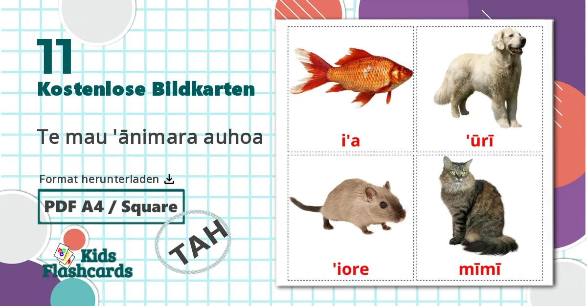 11 Bildkarten für Te mau 'ānimara auhoa