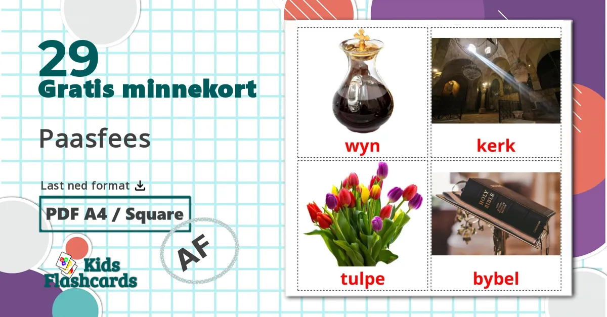 Påske - Ordforrådskort for afrikaans