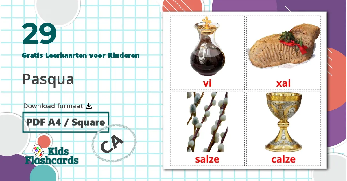 29 Pasen Leerkaarten voor kinderen