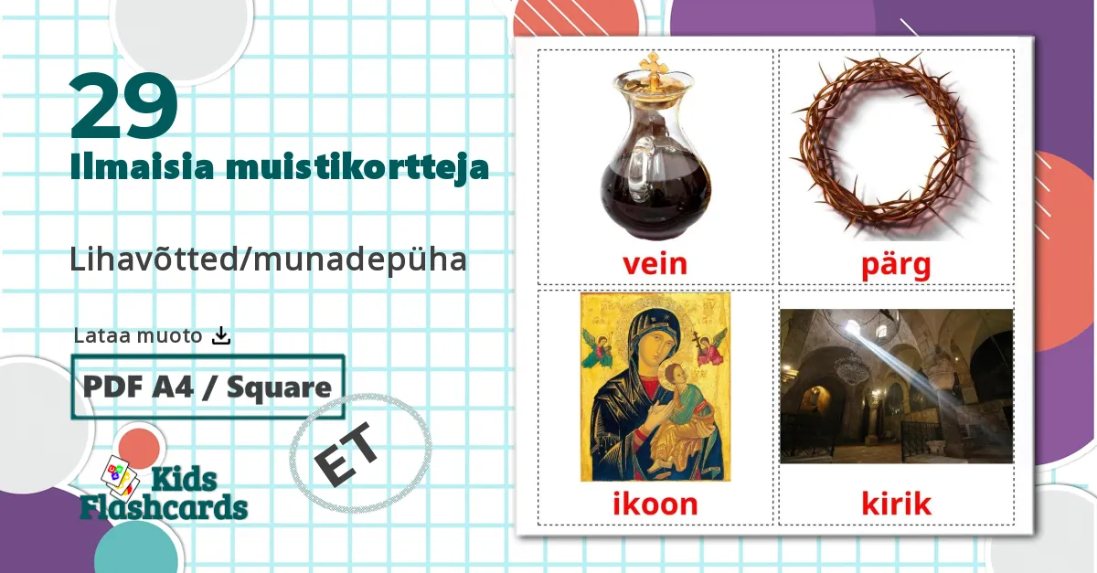 29 Lihavõtted/munadepüha lasten kuvakortit