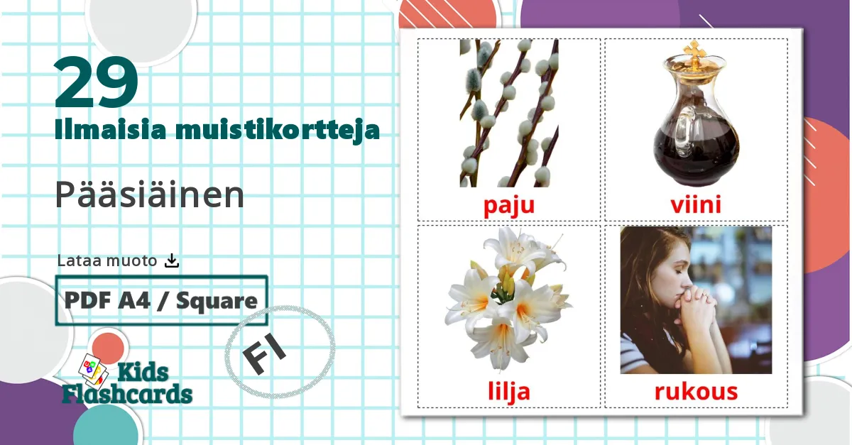 29 Pääsiäinen lasten kuvakortit