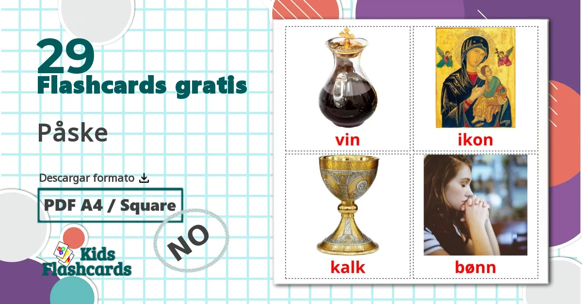 29 tarjetas didacticas de Påske