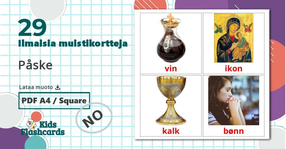 29 Påske lasten kuvakortit