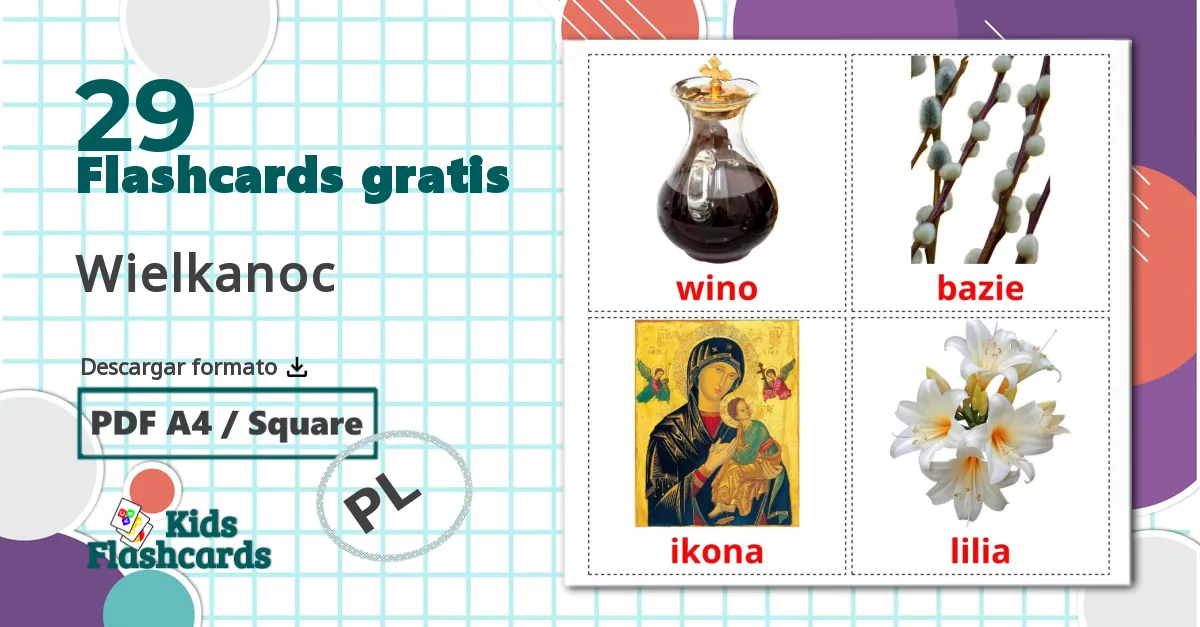 29 tarjetas didacticas de Wielkanoc