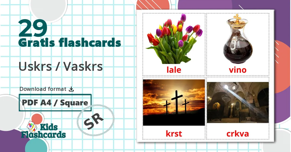 29 Uskrs / Vaskrs billedkort for børn