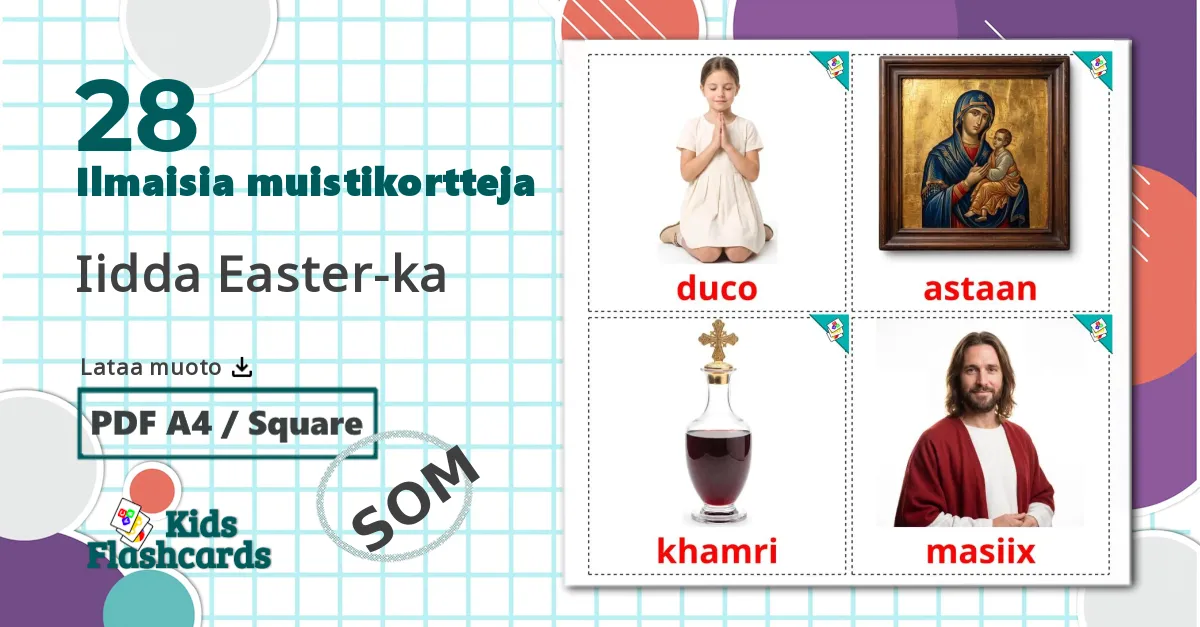 28 Pääsiäinen lasten kuvakortit
