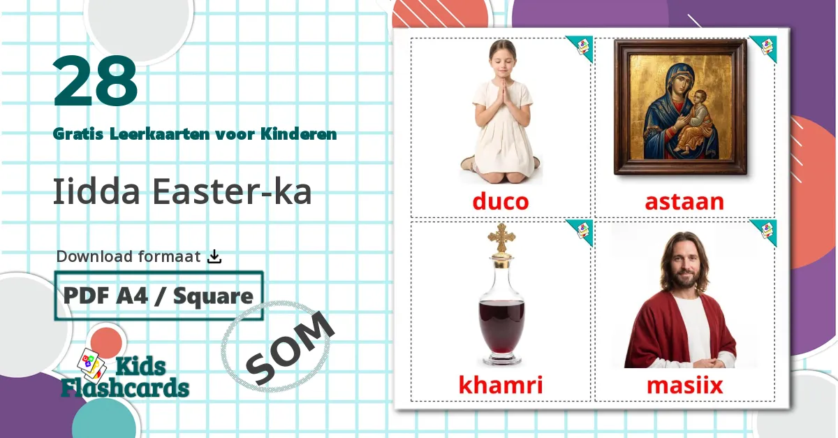 28 Pasen Leerkaarten voor kinderen