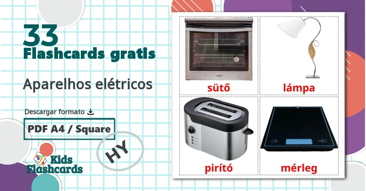 33 tarjetas didacticas de Electrodomésticos