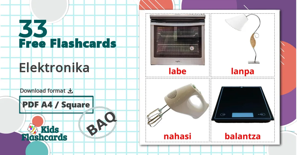 Electronics - basque vocabulary cards