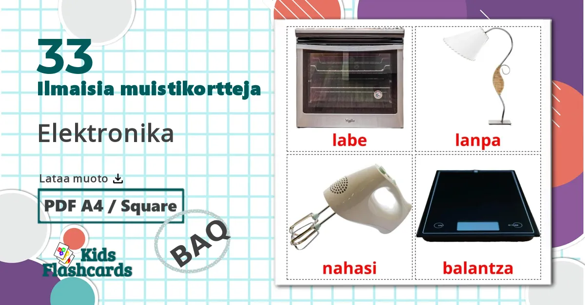 Elektroniikka - baski sanastokortit