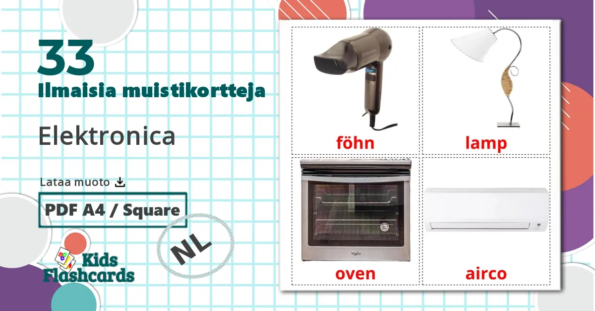 33 Elektronica lasten kuvakortit