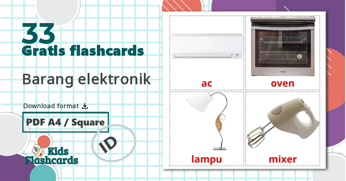 33 Barang elektronik billedkort for børn