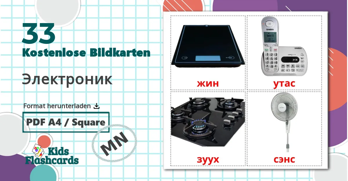 33 Bildkarten für Электроник