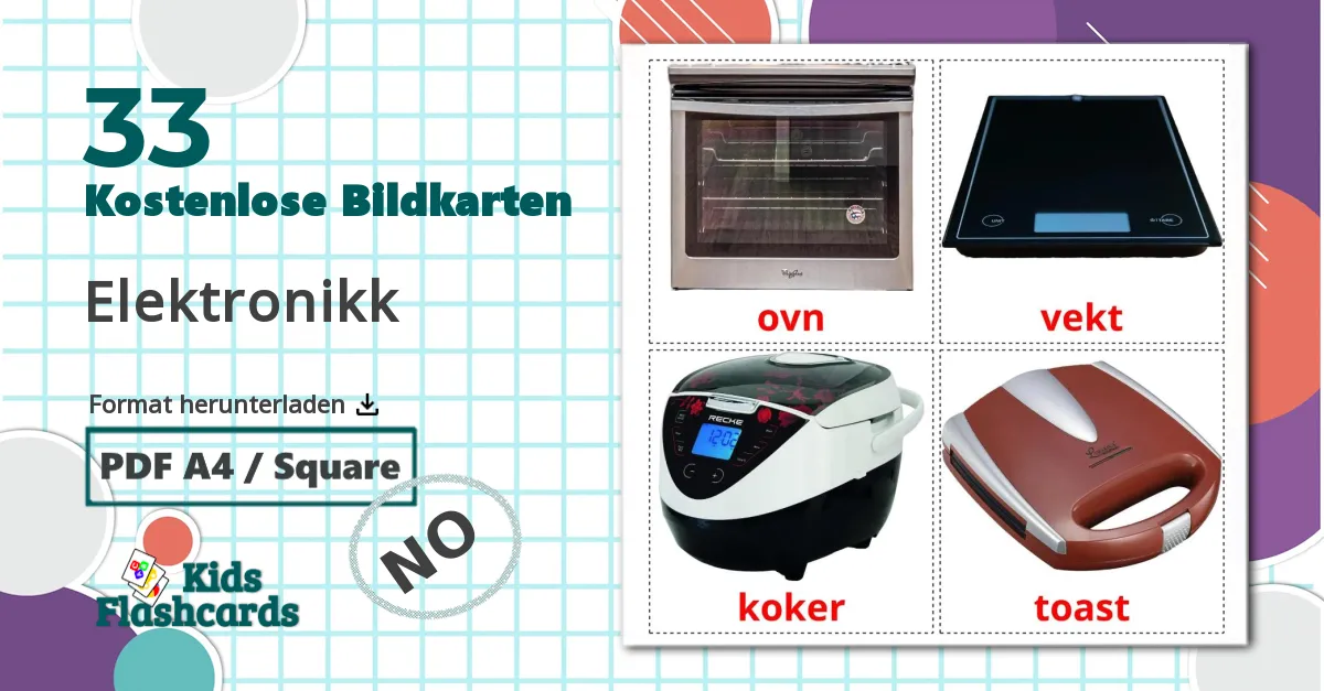 33 Bildkarten für Elektronikk