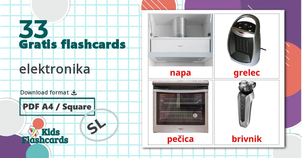 33 tarjetas didacticas de Elektriske apparater