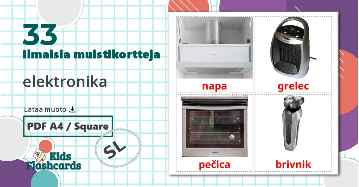 33 Elektroniikka lasten kuvakortit