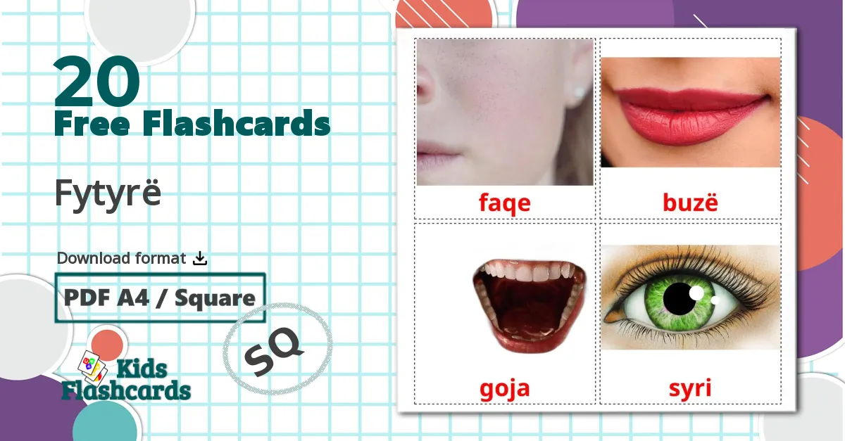 Face - albanian vocabulary cards