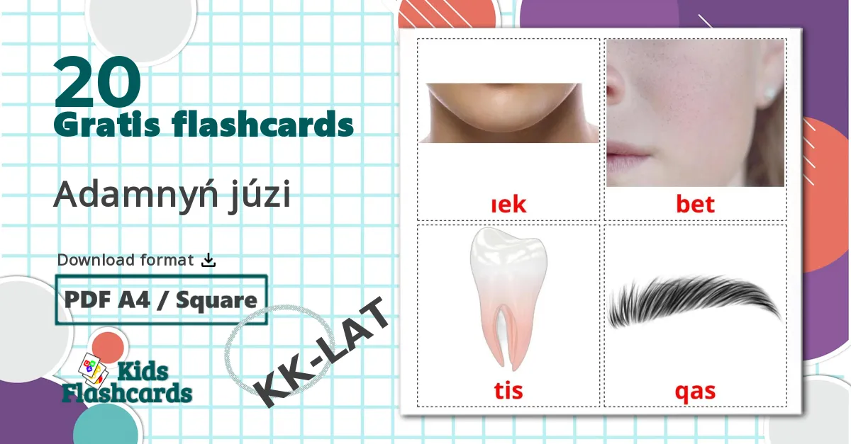 20 Adamnyń júzі billedkort for børn