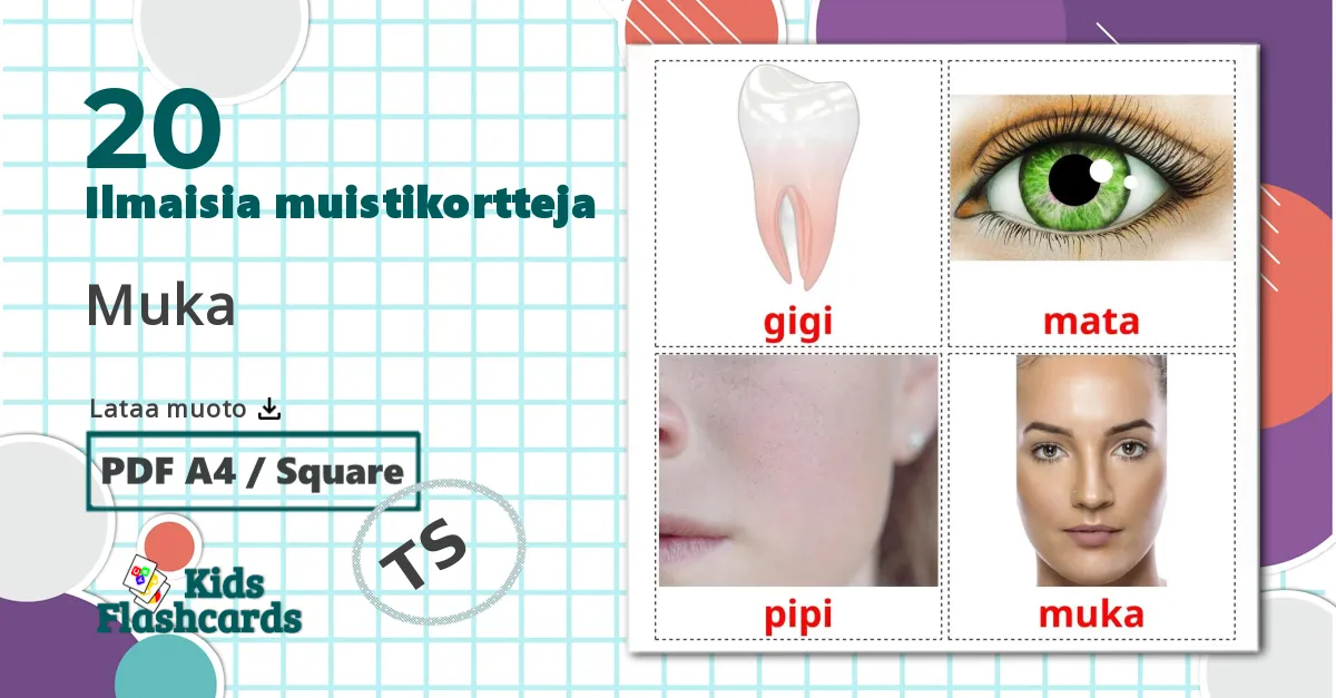20 Muka lasten kuvakortit