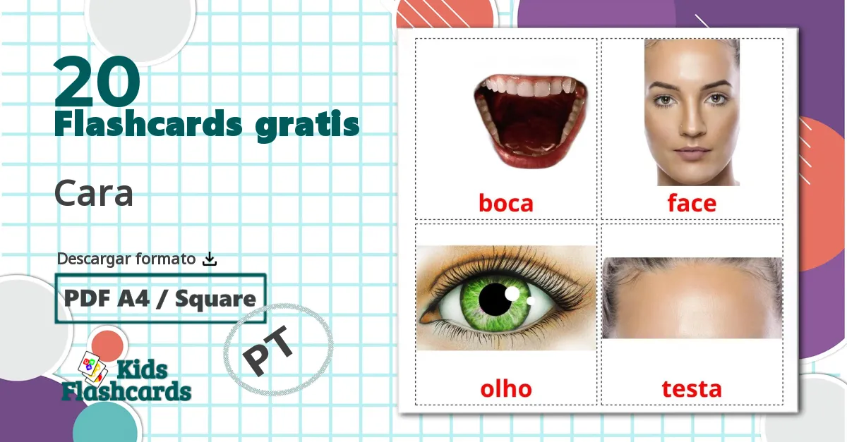 20 tarjetas didacticas de Cara