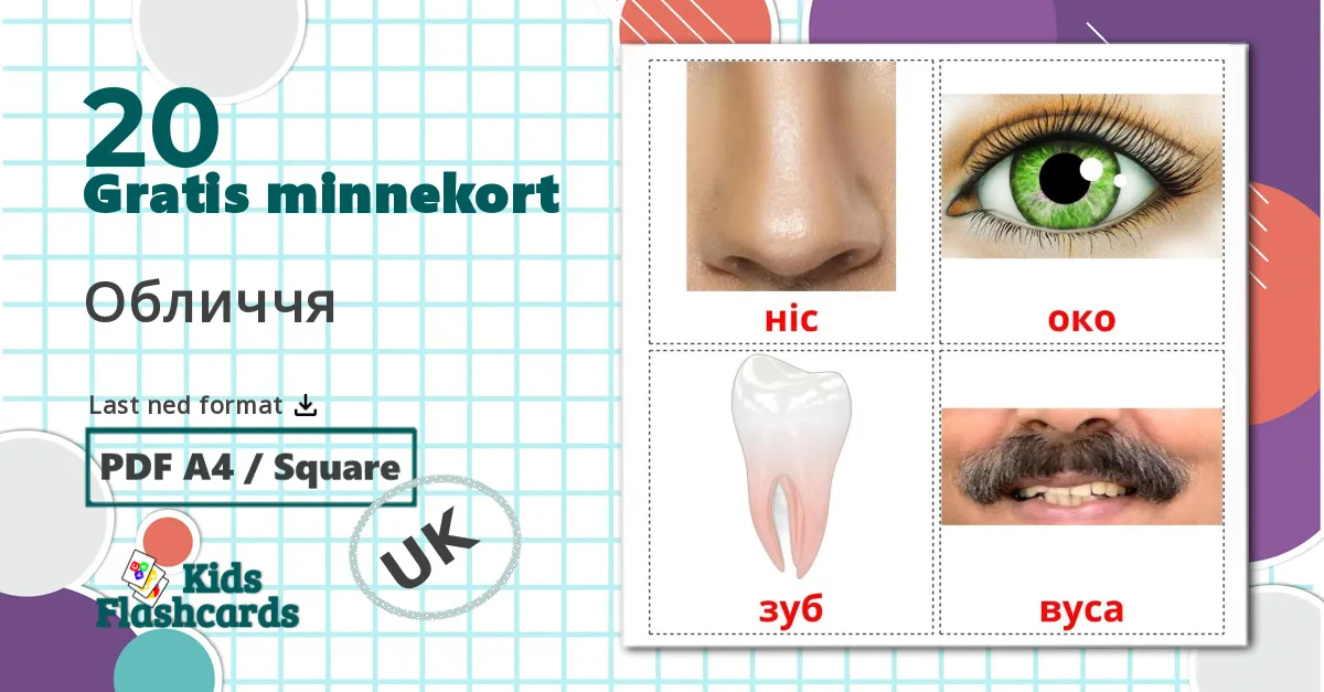 20 Обличчя  bildekort