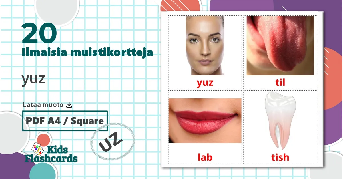 20 yuz lasten kuvakortit