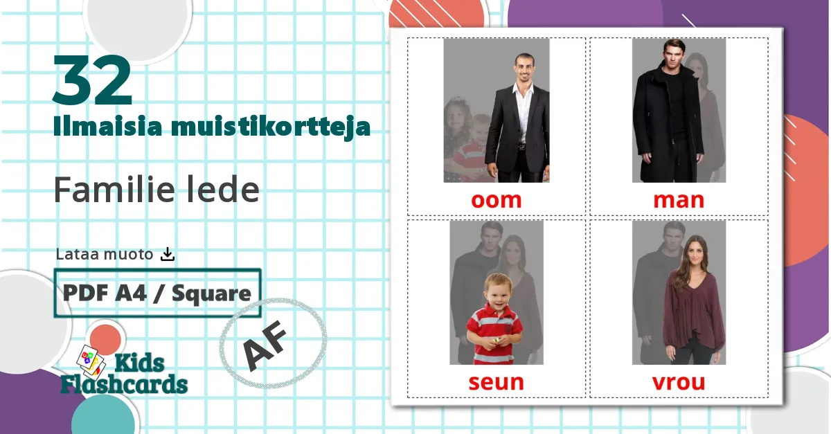 32 Familie lede lasten kuvakortit