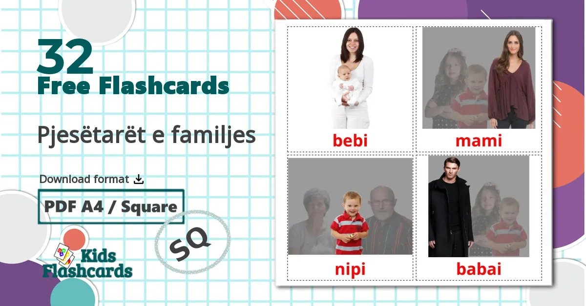 Family members - albanian vocabulary cards