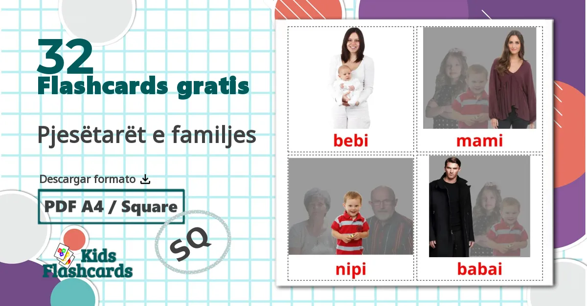 Miembros de la Familia - tarjetas de vocabulario en albanés