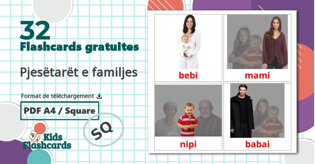 Les Membres de la Famille - cartes de vocabulaire albanais