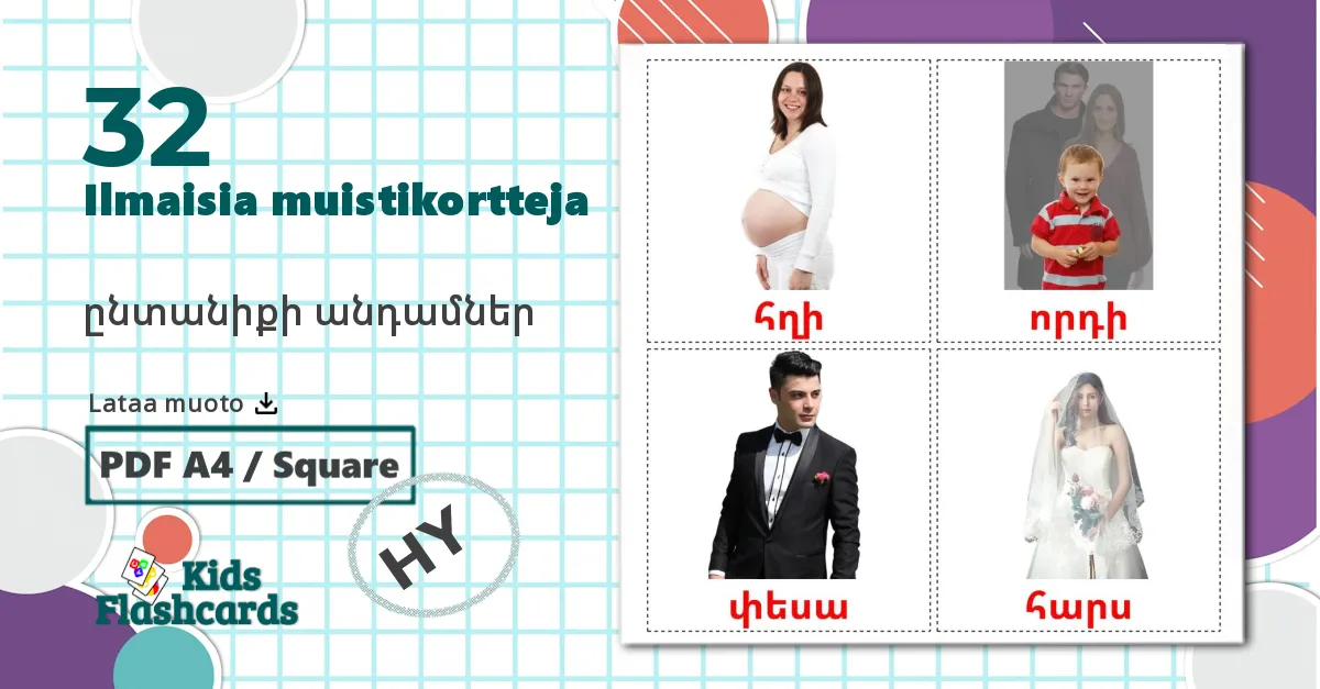 32 ընտանիքի անդամներ lasten kuvakortit