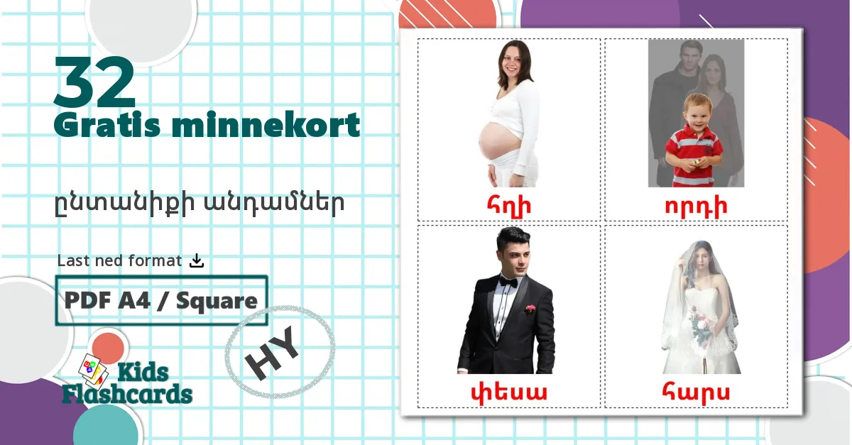 Familiemedlemmer - Ordforrådskort for armensk