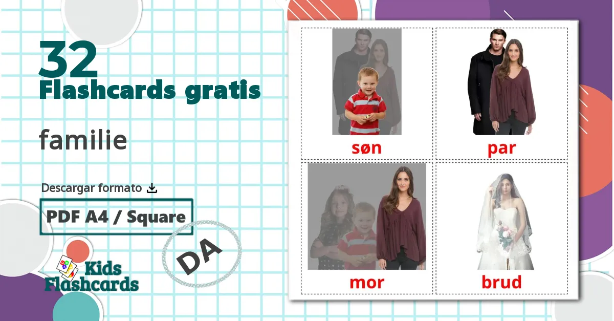 32 tarjetas didacticas de familie