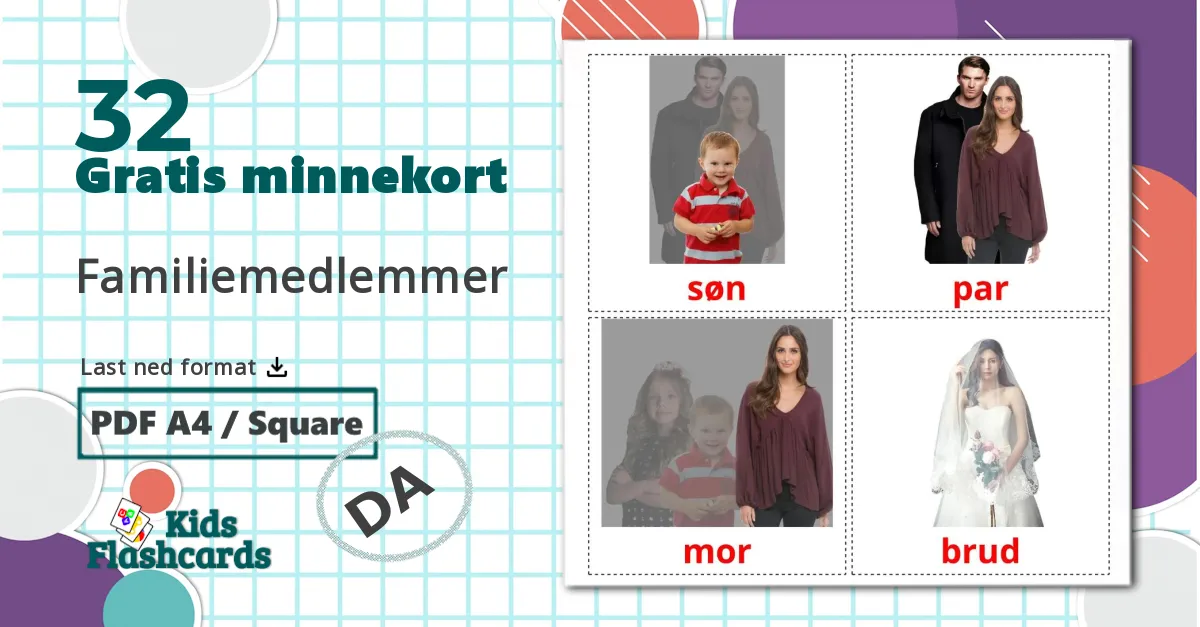 32 Familiemedlemmer bildekort